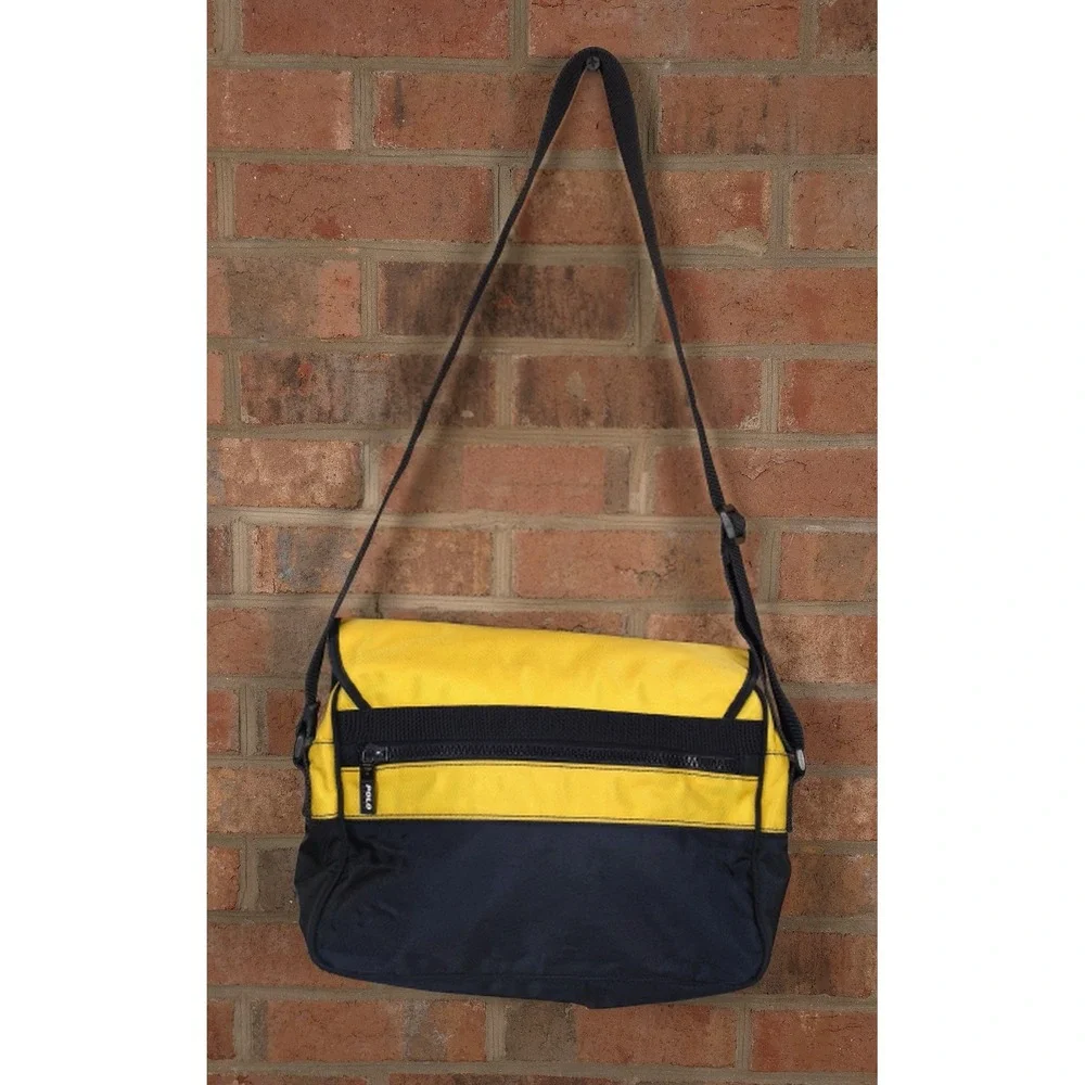 Polo Sport Ralph Lauren Blue Yellow Colorblock Messenger Bag Crossbody 12 Inch